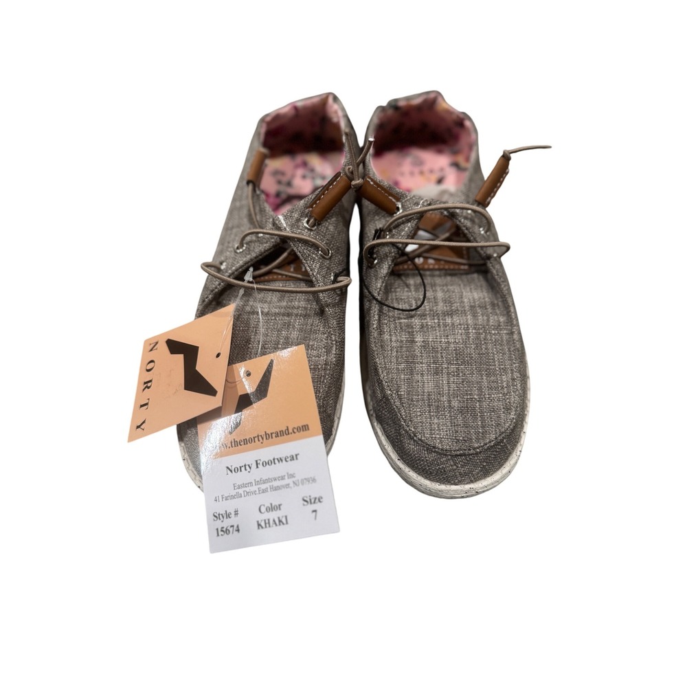 Norty Khaki Casual Loafers‎ Women's Size 7 Floral Lining Comfort Shoes
